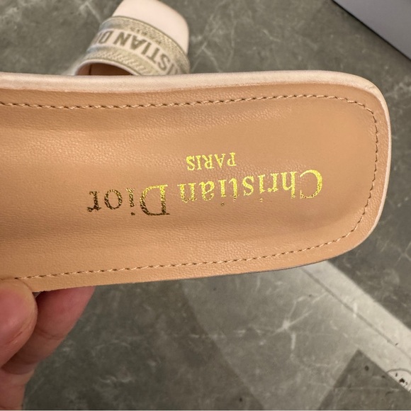 Dior Women’s Cream Embellished Slides - Picture 3 of 5